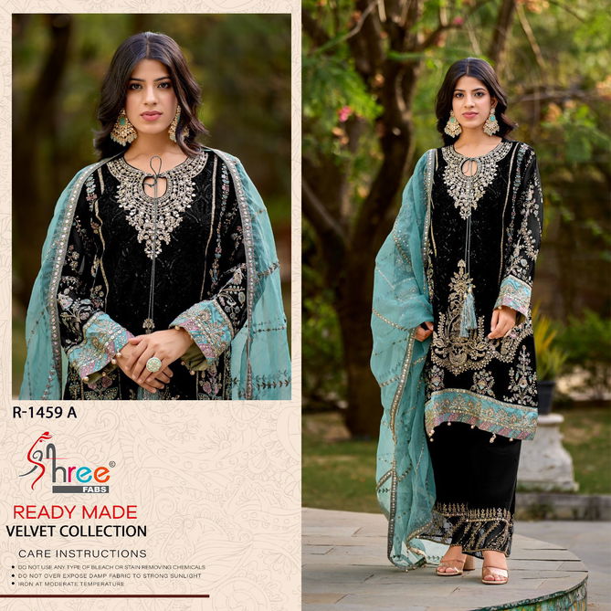 R 1459 By Shree Embroidery Velvet Pakistani Readymade Suits Wholesale Price In Surat